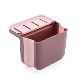 1pc Multifunctional Folding Trash Can; Kitchen Sink Telescopic Drain Basket; Suction Cup Foldable Hanging Shelf; Kitchen Sink Dry And Wet Separat (Color: Pink)