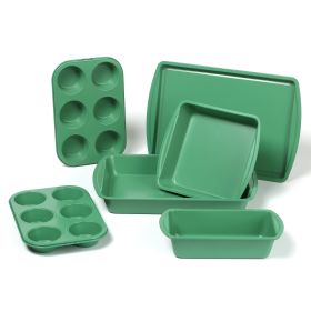 6 Piece Non-Stick Bakeware Sets, Easy for Release and Clean up, Carbon Steel (Color: Green)